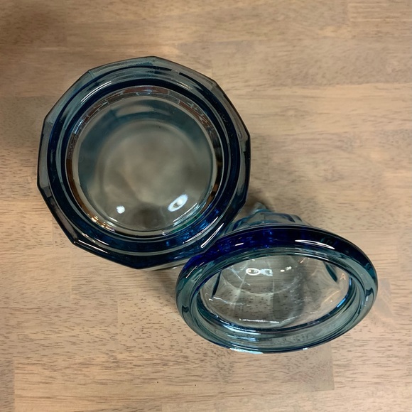 Vtg Indiana Glass THE BLUE JAR Azure 11.75” Apothecary Canister Cookie Ginger - Picture 4 of 5